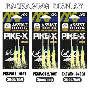 Mag PXSW01-GT Jigging Haak Glow Feather Uv Assist Haak 1/0 2/0 3/0 4/0 5/0 Zout Water Hard Sterke Enkele Jigging Lokhaken - Product Image 6