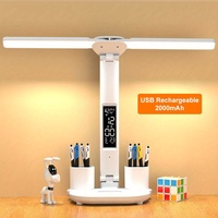 Lampe de table multifonctionnelle Protection des yeux Oem Lampe de bureau LED à double tête Température Heure Année Semaine Affichage