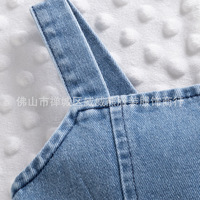 Vêtement d'été 2026 pour bébés filles : Salopette en jean sans manches, style poupée, avec fleurs 3D, douce et mignonne