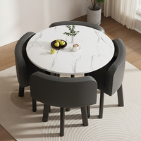 Ensemble de table de conférence carrée moderne en bambou, directement de l'usine (inclut 4 chaises, pas d'assemblage requis) pour bureaux, zones de réception, petites surfaces