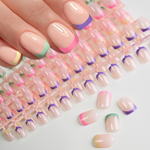 120 Uñas Postizas de Gel Francés Coloridas para Mujer, Extensiones de Uñas Suaves Hechas a Mano - Product Image 1