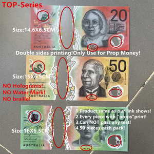 Siêu mỏng Polymer New Aud Úc Prop tiền ghi chú 20 50 100 đô la phim Úc tiền nhựa thực tế với cửa sổ rõ ràng - Product Image 3