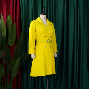 D3284 Abiti da Ufficio da Donna su Misura, Abiti Casual a Maniche Lunghe con Scollo a V e Pieghe, <span class=keywords><strong>Abito</strong></span> Formale da Lavoro - Product Image 4