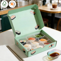 Boîte alimentaire personnalisée en carton gaufré écologique de 2 mm d'épaisseur, carton à compartiments divisés pour sushis et plats raffinés, vente en gros sur mesure