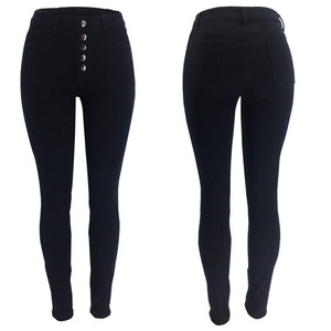 Jeans <span class=keywords><strong>Colombianos</strong></span> de Cintura Alta y Corte Ajustado para <span class=keywords><strong>Mujer</strong></span>, <span class=keywords><strong>Pantalones</strong></span> Vaqueros de Verano de Alta Calidad con Botones, Venta al Por Mayor - Product Image 1