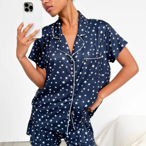 Conjunto de Pijama para Mujer <span class=keywords><strong>con</strong></span> Estampado de Estrellas, Moda 2026, Manga Corta y Pantalones Cortos, Conjunto Cómodo para Dormir - Product Image 5