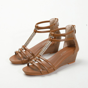 Plataforma Cuñas tacones Sandalias Cuña <span class=keywords><strong>Alpargatas</strong></span> Correa en el tobillo Punta abierta Vestido de verano Sandalias de cuña cómodas - Product Image 4
