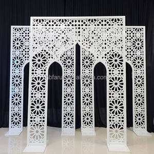 Furun fabrika oyma düğün kemer standı altın Metal zemin çiçek çerçeve düğün festivali olay dekor için - Product Image 5