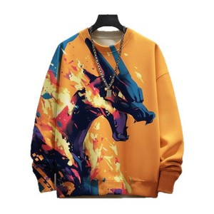 <b>Men's</b> Printed Crewneck Sweatshirt 100% Cotton Regular Sleeve Breathable Knitted <b>Pullover</b> Spring Casual Wear - Product Image 4