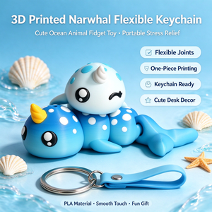 พวงกุญแจยูนิคอร์นวาฬแบบยืดหยุ่น FUSEJOY3D พิมพ์แบบไร้รอยต่อ ไม่ต้องประกอบ - Product Image 4