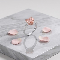Anillo de Diamante de Corte Corazón Rosa Intenso de 3.9ct, Oro de 18K con Engaste de Garras, para el Dedo Índice, Regalo Romántico de Aniversario y Uso Diario