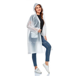 Capa de Chuva Personalizada com Logo para Homens e Mulheres, Impermeável, com Capuz, Poncho, Jaqueta Transparente de Vinil 100% PVC com Bolsos - Product Image 2