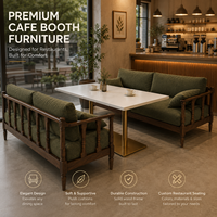 Groothandel restaurantstoelen en -tafels, restaurant eethoek, gestoffeerde bank, witte tafelblad, houten onderstel, bulk levering, commercieel