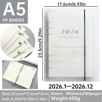 Páginas Interiores Personalizadas para Diario A5 de 6 Anillas, Calendario 2026 en Inglés, Papel Suelto, Relleno para Cuaderno de Tapa Dura, 50 Hojas