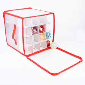Adjustable Divider Plastic Storage Things Boxes Lid Handles Foldable Christmas Ornament Containers For The Home