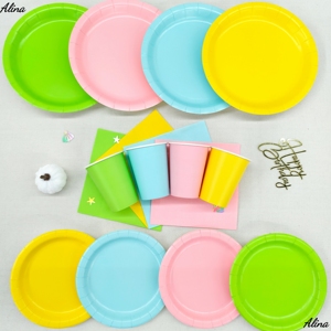 Vajilla Desechable de Color Liso DAMAI, Color Rosa Bebé, Artículos para Fiestas, Cumpleaños, Eventos, Campamentos, Decoración de Mesa, Servilletas de Papel, Vasos, Platos - Product Image 2