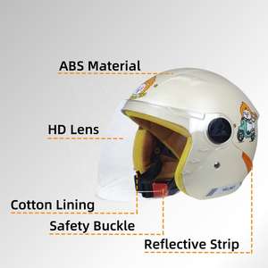 Новый мотоциклетный шлем ABS 3/4 для детей, защитный шлем для активного отдыха со светоотражающей полосой, в упаковке, универсальный размер - Product Image 4