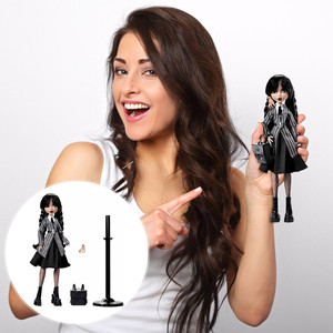 Poupée Wednesday Addams, figurine en PVC à l'échelle 1:6, 30-50 cm, avec support et sac à dos, pour enfants de 8 à 13 ans - Product Image 3