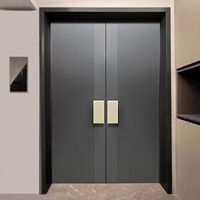 Portes Antivol en Bois Massif Direct Usine Style Chinois Moderne pour Salles de Conférence et Entrées Finition Bois Naturel Noyer Tout-en-un