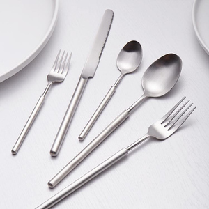 Mới phát hành sản phẩm xi lanh xử lý Flatware Set 304 thép không gỉ bạc đám cưới Mộc Mạc Matte đen thiết lập dao kéo - Product Image 3