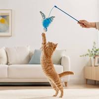 Jouet pour chat : Balle rebondissante en sisal et plumes, petite, pour l'extérieur, élastique, auto-amusante, anti-ennui, stimulante pour la consommation d'énergie