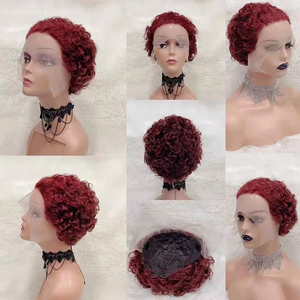 Perruque brésilienne naturelle bouclée coupe <span class=keywords><strong>pixie</strong></span> de 6 pouces, perruques frontales en dentelle HD, qualité supérieure et produits en gros - Product Image 2