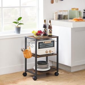 Printer stand, 3-tier under-<b>desk</b> trolley with storage <b>shelf</b>, heavy-duty printer table with wheels for office use. - Product Image 4