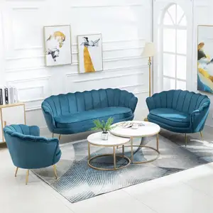 Hot selling modern color velvet beauty salon clothing store living room sofa set