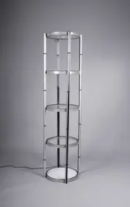 Round Shape Folding 4 legt Ausstellungs förderung Twist Tower Messestand Vitrine Led Light Display Racks