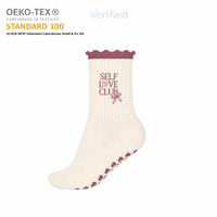 Chaussettes de yoga confortables et respirantes pour femmes, avec logo personnalisé brodé, bordure à volants, antidérapantes, pour le Pilates et le sport