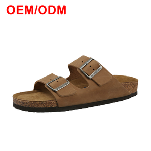 Deux paires de pantoufles inspirées de la mode haut de gamme, légères, en cuir de vachette huilé véritable, avec semelle en liège, tendance printemps - Product Image 2