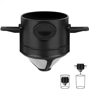 Custom Coffee Filter 304 Stainless Steel Double-Layer Coffee Funnel Telescopic Drip Filter Cup Reusable Coffee Filter