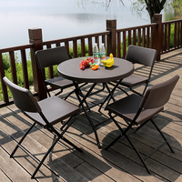 Ensemble de table et de chaises de bistrot d'extérieur en rotin PE pliable moderne, résistant aux intempéries, pour usage hôtelier