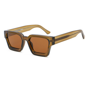 Lunettes de soleil carrées à monture large tendance avec logo personnalisé, verres PC marron UV400, durables, confortables, unisexes, pour adultes - Product Image 5