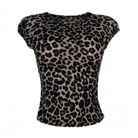 Haut court en maille tricotée unie rétro pour femme, séchage rapide, col rond, manches courtes, silhouette ajustée