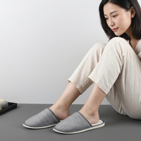Chaussons d'hôtel jetables gris en lin respirant, chaussures pour maison d'hôtes, semelle EVA 6 mm, motif saule