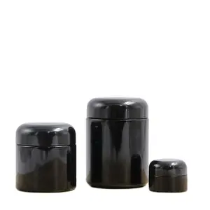 Wholesale 250ml 500ml 1000ml black uv tall round violet screw top smell proof wide mouth storage stash glass jars