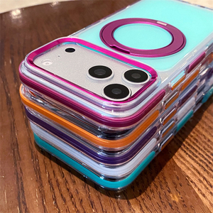 Magnetic Blocking 360°Ring Metal <b>Holder</b> Case for <b>iPhone</b> 18 PM 17 15 16 14 Pro Max Frosted Gradient Contrasting Colors Design - Product Image 3