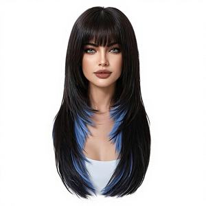 Peluca de Cabello Sintético Suave de Alta Densidad al por Mayor, Larga y Lisa, Diseño Pre-Enlazado Ecológico, Capas Minimalistas para Uso Diario - Product Image 1