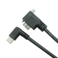 Câble USB Type-C mâle à Micro USB 3.0 à angle droit de 90 degrés avec vis de verrouillage pour appareils industriels