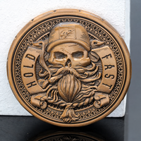 Pièce de monnaie commémorative vintage en métal, personnalisée, en bronze antique, avec logo marin d'horreur 3D profondément gravé, pièce de défi nautique de collection