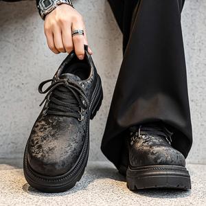 Chaussures à lacets <span class=keywords><strong>en</strong></span> <span class=keywords><strong>cuir</strong></span> pour hommes augmentant la taille, style britannique décontracté, Derby unique, tendance automne-hiver 2025 - Product Image 3