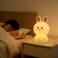 Lampe de nuit en silicone en forme de lapin mignon, LED rechargeable, commande tactile, intensité réglable, lampe en forme de lapin, décoration de chambre d'enfant, décoration de crèche