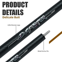 Tongkat Biliar Little Monster-Cyber 2-Piece Maple Forearm Carbon Fiber Jump Cue Uni-Loc Joint Hitam 41" Ujung 12.9mm Tas Kulit Lembut