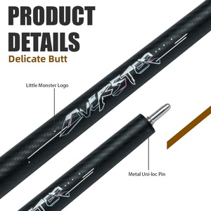 Taco de billar Little Monster-Cyber de 2 piezas de fibra de carbono, tecnología negra, 41 pulgadas, punta de 12.9 mm con bolsa de cuero suave - Product Image 3