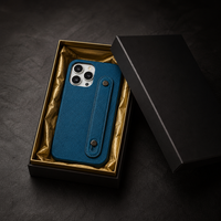 Étui de téléphone en cuir véritable avec dragonne sécurisée, texture grainée, pour iPhone 15 16 17 18 Pro Max, logo personnalisé OEM