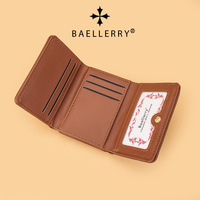 Baellerry dompet koin terbuka tiga lipat wanita, dompet kulit saku lucu, tempat kartu untuk wanita