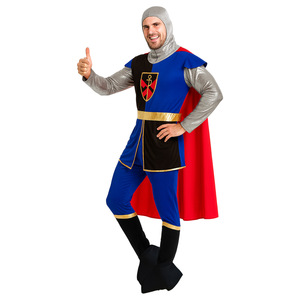 Disfraz de Cruzado para Adultos, Traje de Cosplay de Halloween, Capa Azul y Roja con Capucha Plateada, Conjunto Completo para Representaciones Escénicas - Product Image 3