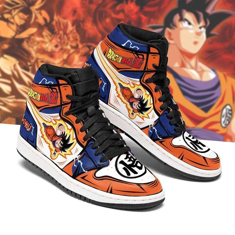 Cross border Anime printed shoes for 4 style Super Saiyan son goku men and women couples high top fashion shoes casual shoes DBZ