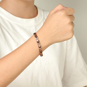 Vintage Geometric Fashion Fancy Chain <b>Copper</b> Magnet <b>Bracelets</b> Women's Party Gift Jewelry Trendy Adjustable Clasp 2025 New Design - Product Image 3